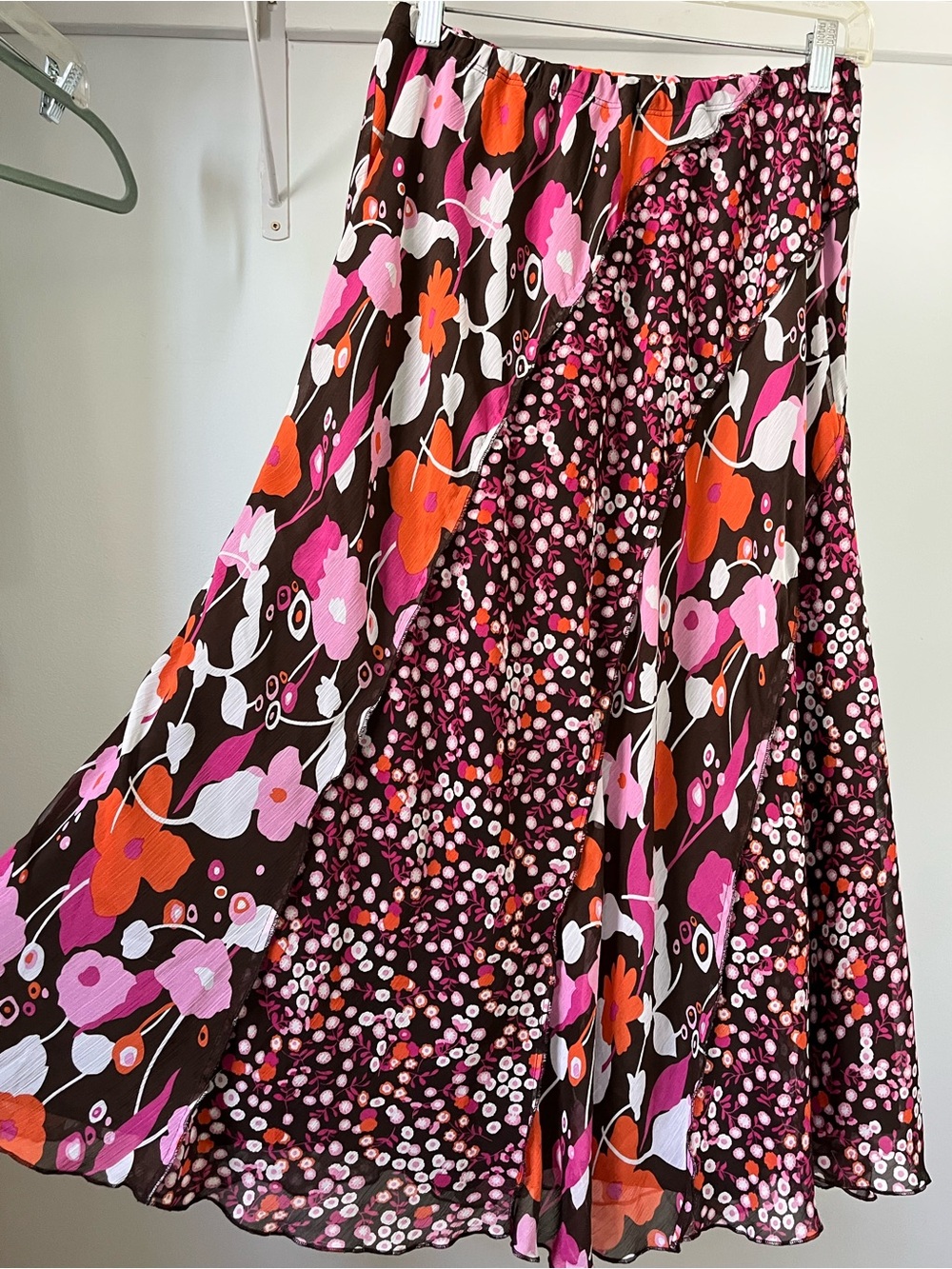 Y2K Jessica Floral Print Patchwork Maxi Skirt Size M